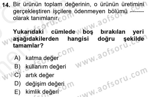 Medya Ekonomisi ve İşletmeciliği Dersi 2018 - 2019 Yılı (Vize) Ara Sınavı 14. Soru