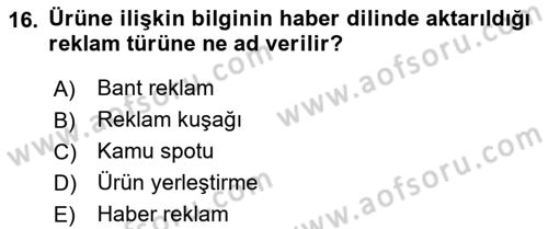 Medya Ekonomisi ve İşletmeciliği Dersi 2018 - 2019 Yılı (Vize) Ara Sınavı 16. Soru