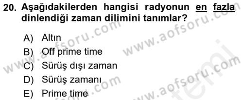 Medya Ekonomisi ve İşletmeciliği Dersi 2018 - 2019 Yılı (Vize) Ara Sınavı 20. Soru