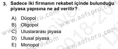 Medya Ekonomisi ve İşletmeciliği Dersi 2018 - 2019 Yılı (Vize) Ara Sınavı 3. Soru