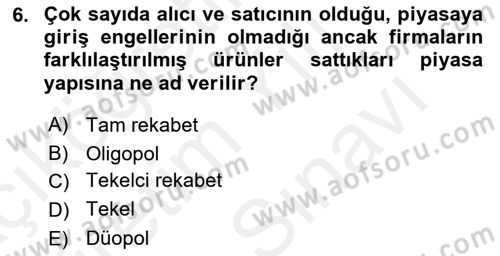 Medya Ekonomisi ve İşletmeciliği Dersi 2018 - 2019 Yılı (Vize) Ara Sınavı 6. Soru