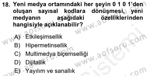 Medya Ekonomisi ve İşletmeciliği Dersi 2018 - 2019 Yılı (Final) Dönem Sonu Sınav Soruları 18. Soru