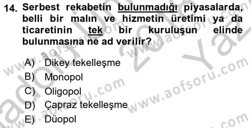 Medya Ekonomisi ve İşletmeciliği Dersi 2018 - 2019 Yılı Yaz Okulu Sınav Soruları 14. Soru