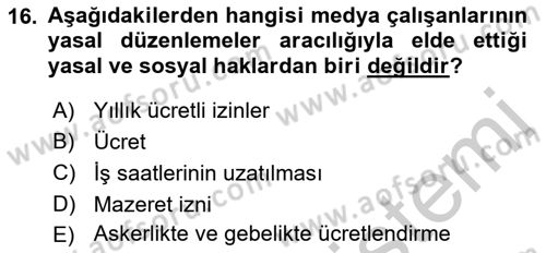 Medya Ekonomisi ve İşletmeciliği Dersi 2018 - 2019 Yılı Yaz Okulu Sınav Soruları 16. Soru