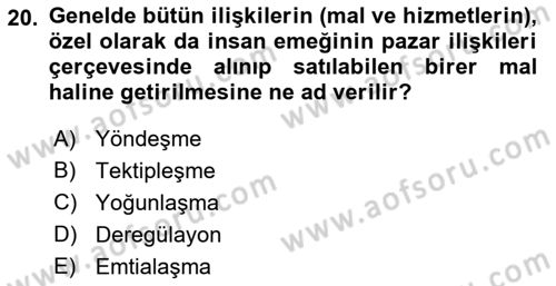 Medya Ekonomisi ve İşletmeciliği Dersi 2018 - 2019 Yılı Yaz Okulu Sınav Soruları 20. Soru