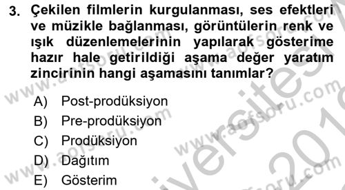 Medya Ekonomisi ve İşletmeciliği Dersi 2018 - 2019 Yılı Yaz Okulu Sınav Soruları 3. Soru
