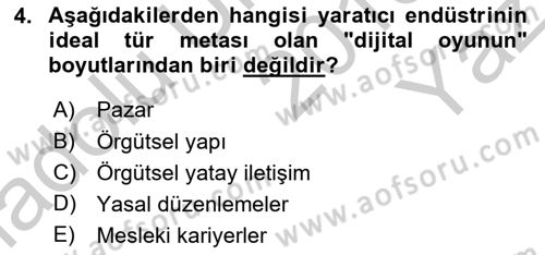 Medya Ekonomisi ve İşletmeciliği Dersi 2018 - 2019 Yılı Yaz Okulu Sınav Soruları 4. Soru