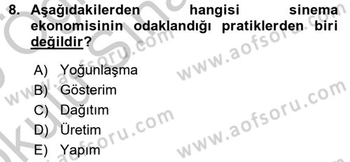 Medya Ekonomisi ve İşletmeciliği Dersi 2018 - 2019 Yılı Yaz Okulu Sınav Soruları 8. Soru