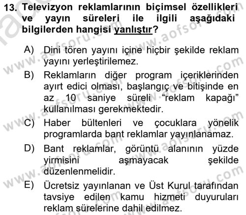 Medya Ekonomisi ve İşletmeciliği Dersi 2020 - 2021 Yılı Yaz Okulu Sınav Soruları 13. Soru