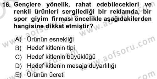 Medya Ekonomisi ve İşletmeciliği Dersi 2020 - 2021 Yılı Yaz Okulu Sınav Soruları 16. Soru