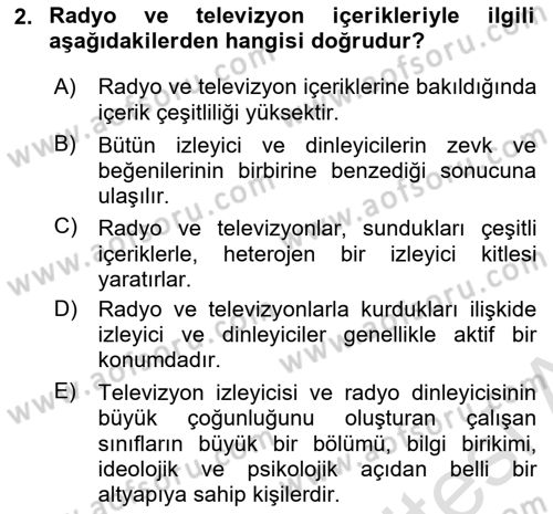 Medya Ekonomisi ve İşletmeciliği Dersi 2020 - 2021 Yılı Yaz Okulu Sınav Soruları 2. Soru
