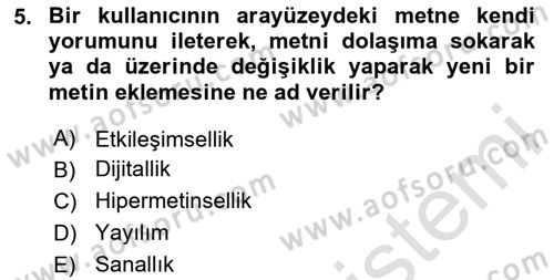 Medya Ekonomisi ve İşletmeciliği Dersi 2020 - 2021 Yılı Yaz Okulu Sınav Soruları 5. Soru