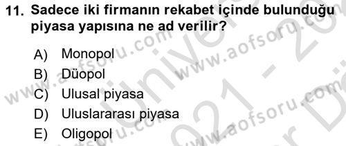 Medya Ekonomisi ve İşletmeciliği Dersi 2021 - 2022 Yılı (Vize) Ara Sınav Soruları 11. Soru