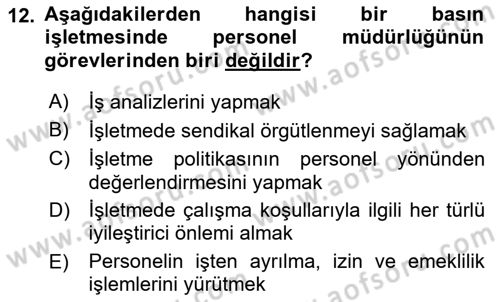 Medya Ekonomisi ve İşletmeciliği Dersi 2021 - 2022 Yılı (Vize) Ara Sınav Soruları 12. Soru