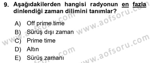 Medya Ekonomisi ve İşletmeciliği Dersi 2021 - 2022 Yılı (Vize) Ara Sınav Soruları 9. Soru