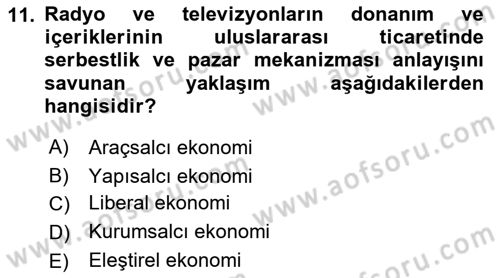 Medya Ekonomisi ve İşletmeciliği Dersi 2021 - 2022 Yılı (Final) Dönem Sonu Sınav Soruları 11. Soru