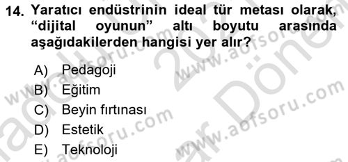 Medya Ekonomisi ve İşletmeciliği Dersi 2021 - 2022 Yılı (Final) Dönem Sonu Sınav Soruları 14. Soru