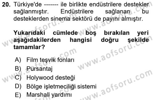 Medya Ekonomisi ve İşletmeciliği Dersi 2021 - 2022 Yılı (Final) Dönem Sonu Sınav Soruları 20. Soru