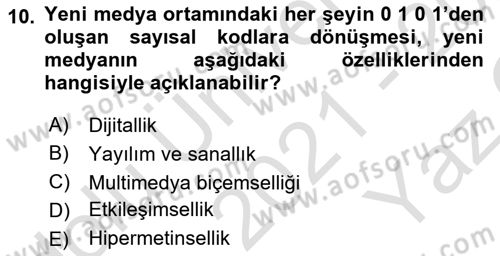 Medya Ekonomisi ve İşletmeciliği Dersi 2021 - 2022 Yılı Yaz Okulu Sınav Soruları 10. Soru
