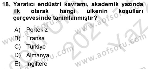 Medya Ekonomisi ve İşletmeciliği Dersi 2021 - 2022 Yılı Yaz Okulu Sınav Soruları 18. Soru