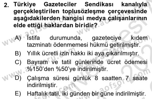 Medya Ekonomisi ve İşletmeciliği Dersi 2021 - 2022 Yılı Yaz Okulu Sınav Soruları 2. Soru