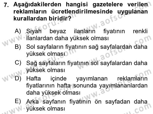 Medya Ekonomisi ve İşletmeciliği Dersi 2021 - 2022 Yılı Yaz Okulu Sınav Soruları 7. Soru