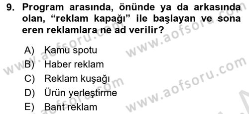 Medya Ekonomisi ve İşletmeciliği Dersi 2021 - 2022 Yılı Yaz Okulu Sınav Soruları 9. Soru
