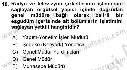 Medya Ekonomisi ve İşletmeciliği Dersi 2022 - 2023 Yılı Yaz Okulu Sınav Soruları 10. Soru