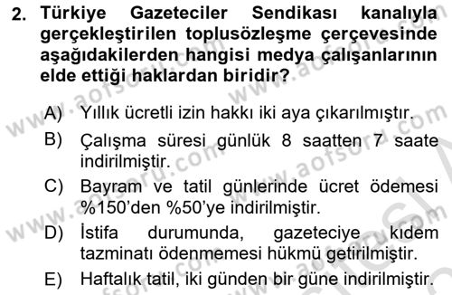 Medya Ekonomisi ve İşletmeciliği Dersi 2022 - 2023 Yılı Yaz Okulu Sınav Soruları 2. Soru