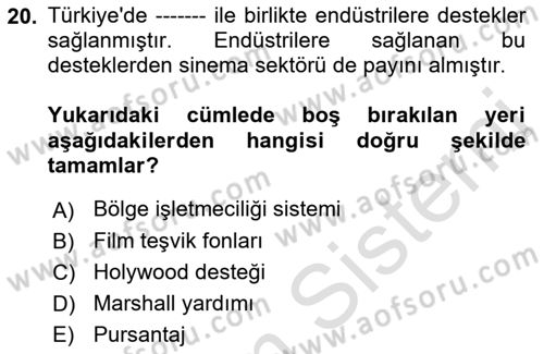 Medya Ekonomisi ve İşletmeciliği Dersi 2022 - 2023 Yılı Yaz Okulu Sınav Soruları 20. Soru