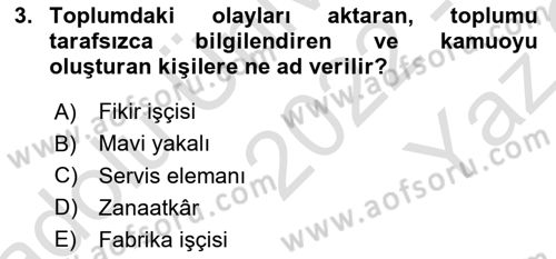 Medya Ekonomisi ve İşletmeciliği Dersi 2022 - 2023 Yılı Yaz Okulu Sınav Soruları 3. Soru