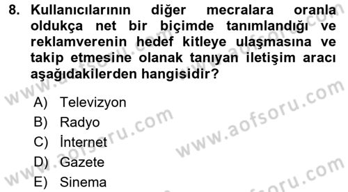 Medya Ekonomisi ve İşletmeciliği Dersi 2022 - 2023 Yılı Yaz Okulu Sınav Soruları 8. Soru