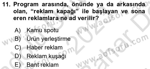 Medya Ekonomisi ve İşletmeciliği Dersi 2023 - 2024 Yılı (Vize) Ara Sınav Soruları 11. Soru