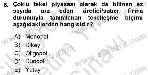 Medya Ekonomisi ve İşletmeciliği Dersi 2023 - 2024 Yılı (Vize) Ara Sınav Soruları 6. Soru