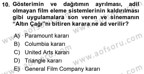 Medya Ekonomisi ve İşletmeciliği Dersi 2023 - 2024 Yılı (Final) Dönem Sonu Sınav Soruları 10. Soru