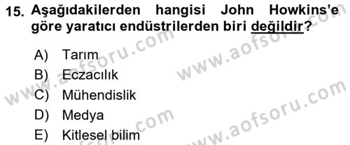 Medya Ekonomisi ve İşletmeciliği Dersi 2023 - 2024 Yılı (Final) Dönem Sonu Sınav Soruları 15. Soru