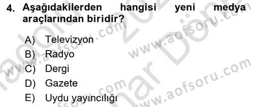 Medya Ekonomisi ve İşletmeciliği Dersi 2023 - 2024 Yılı (Final) Dönem Sonu Sınav Soruları 4. Soru