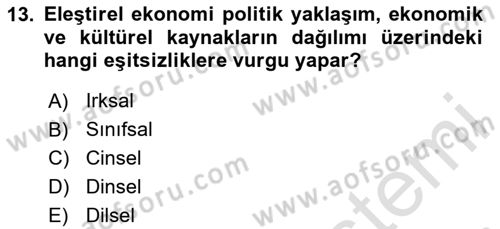 Medya Ekonomisi ve İşletmeciliği Dersi 2023 - 2024 Yılı Yaz Okulu Sınav Soruları 13. Soru