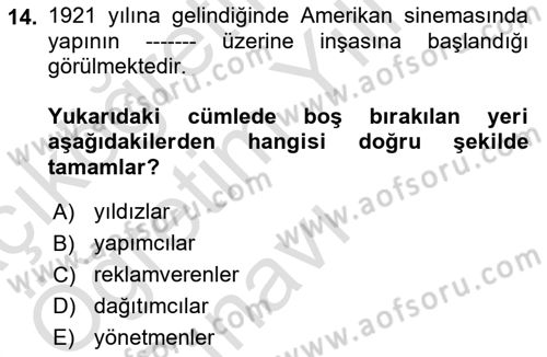 Medya Ekonomisi ve İşletmeciliği Dersi 2023 - 2024 Yılı Yaz Okulu Sınav Soruları 14. Soru