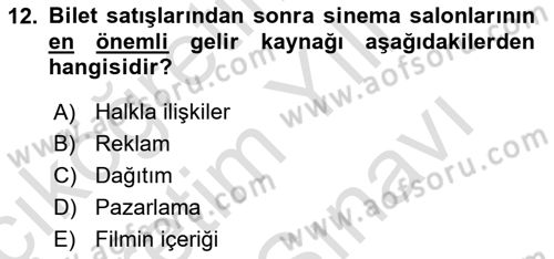Medya Ekonomisi ve İşletmeciliği Dersi 2024 - 2025 Yılı (Vize) Ara Sınav Soruları 12. Soru