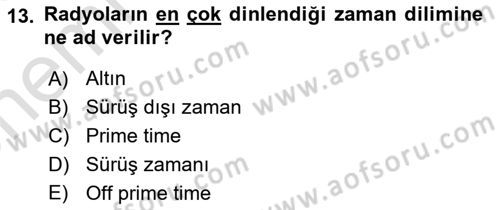 Medya Ekonomisi ve İşletmeciliği Dersi 2024 - 2025 Yılı (Vize) Ara Sınav Soruları 13. Soru