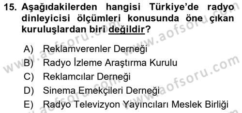 Medya Ekonomisi ve İşletmeciliği Dersi 2024 - 2025 Yılı (Vize) Ara Sınav Soruları 15. Soru