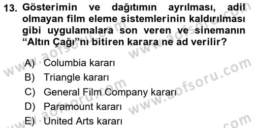Medya Ekonomisi ve İşletmeciliği Dersi 2024 - 2025 Yılı (Final) Dönem Sonu Sınav Soruları 13. Soru