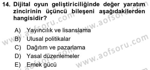Medya Ekonomisi ve İşletmeciliği Dersi 2024 - 2025 Yılı (Final) Dönem Sonu Sınav Soruları 14. Soru