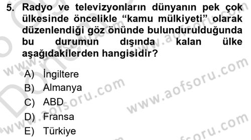 Medya Ekonomisi ve İşletmeciliği Dersi 2024 - 2025 Yılı (Final) Dönem Sonu Sınav Soruları 5. Soru