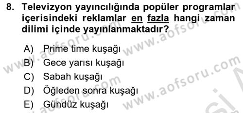 Medya Ekonomisi ve İşletmeciliği Dersi 2024 - 2025 Yılı (Final) Dönem Sonu Sınav Soruları 8. Soru