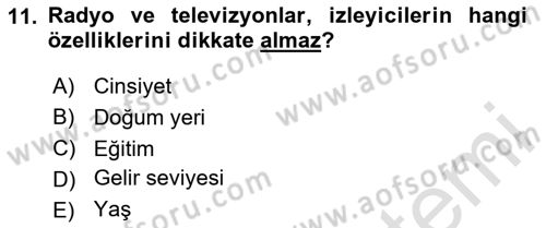 Medya Ekonomisi ve İşletmeciliği Dersi Yaz Okulu Sınavı Deneme Sınav Soruları 11. Soru