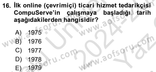 Medya Ekonomisi ve İşletmeciliği Dersi Yaz Okulu Sınavı Deneme Sınav Soruları 16. Soru
