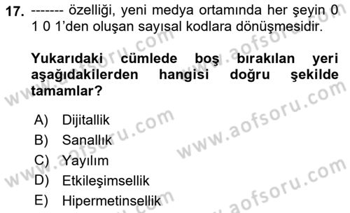 Medya Ekonomisi ve İşletmeciliği Dersi 2024 - 2025 Yılı Yaz Okulu Sınav Soruları 17. Soru