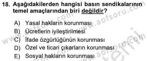 Medya Ekonomisi ve İşletmeciliği Dersi Yaz Okulu Sınavı Deneme Sınav Soruları 18. Soru